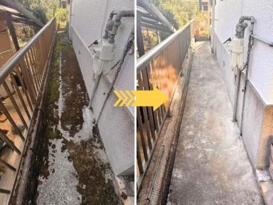 【施工進捗①】高知市で外壁塗装＆屋根塗装工事スタート（苔除去・洗浄から足場設置まで）